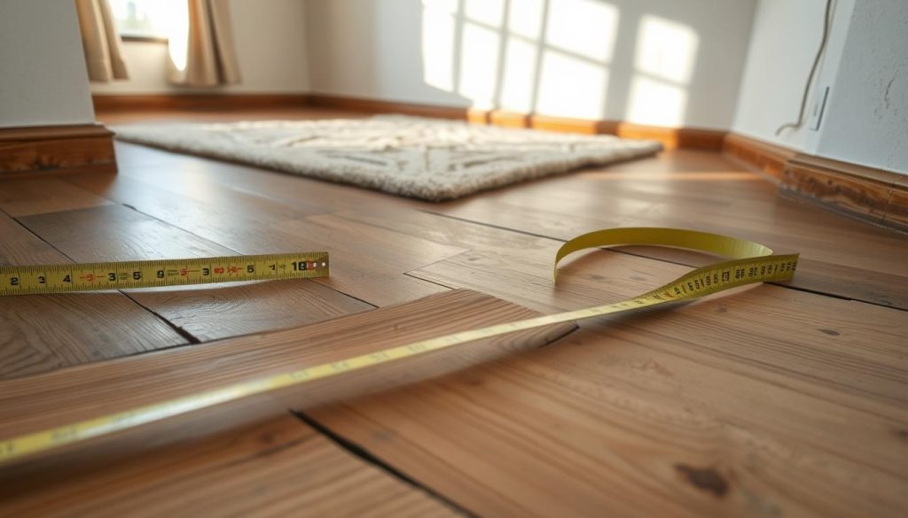 A residential interior scene showcasing uneven floors as a clear indication of structural issues. In the foreground, a close-up of a measuring tape laid on a warped wooden floor, capturing the distorted planks and gaps. The middle ground features a slightly raised carpet, with visible wrinkles and bulges, adding to the sense of neglect. In the background, partially visible walls show cracks and peeling paint that suggest further foundational concerns. Soft, natural light filters through a nearby window, casting long shadows and highlighting the imperfections. The atmosphere conveys a sense of urgency and need for inspection, emphasizing the importance of recognizing signs of sinking floors. A residential interior scene showcasing uneven floors as a clear indication of structural issues. In the foreground, a close-up of a measuring tape laid on a warped wooden floor, capturing the distorted planks and gaps. The middle ground features a slightly raised carpet, with visible wrinkles and bulges, adding to the sense of neglect. In the background, partially visible walls show cracks and peeling paint that suggest further foundational concerns. Soft, natural light filters through a nearby window, casting long shadows and highlighting the imperfections. The atmosphere conveys a sense of urgency and need for inspection, emphasizing the importance of recognizing signs of sinking floors.
