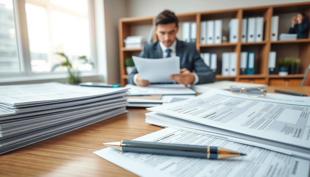 A well-organized desk filled with compliance documentation, including regulatory guidelines, insurance forms, and structural assessment reports. In the foreground, neatly stacked papers and a pen are thoughtfully arranged, showcasing attention to detail. In the middle, a professional business person, dressed in smart attire, is reviewing a document under soft, natural lighting, conveying trust and diligence. The background features a calm office environment with a bookshelf holding additional resources on structural preservation and compliance. The mood is focused and reassuring, suggesting reliability and professionalism, with a gentle depth of field emphasizing the documentation at the forefront. A wide-angle perspective captures the entire scene, creating an inviting and informative atmosphere. A well-organized desk filled with compliance documentation, including regulatory guidelines, insurance forms, and structural assessment reports. In the foreground, neatly stacked papers and a pen are thoughtfully arranged, showcasing attention to detail. In the middle, a professional business person, dressed in smart attire, is reviewing a document under soft, natural lighting, conveying trust and diligence. The background features a calm office environment with a bookshelf holding additional resources on structural preservation and compliance. The mood is focused and reassuring, suggesting reliability and professionalism, with a gentle depth of field emphasizing the documentation at the forefront. A wide-angle perspective captures the entire scene, creating an inviting and informative atmosphere.